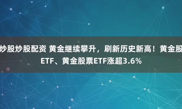 炒股炒股配资 黄金继续攀升，刷新历史新高！黄金股ETF、黄金股票ETF涨超3.6%